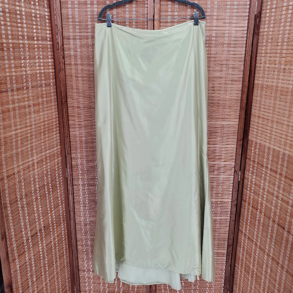 ♧ Carmen Marc Valvo Green Satin Mermaid Formal Skirt Size 16